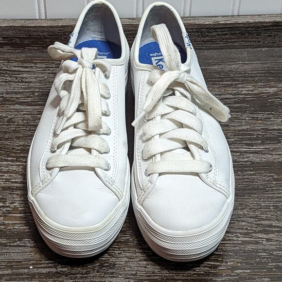 Keds Women's White Triple Kick Leather Upper Lace Up Platform Sneaker Size 6.5 - Picture 2 of 6